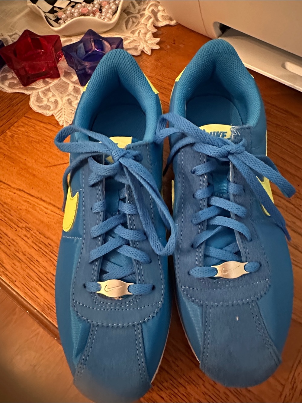 Nike Blue Sneakers with Yellow Swoosh